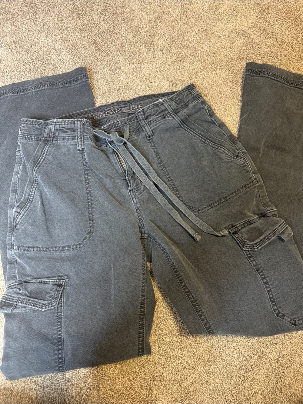 American Eagle Stretch Cargos in Washed Gray